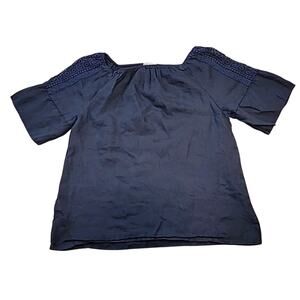 TERZO MILLENIO Italy Luxury Linen Crochet Shoulder Top Romantic Boho Coastal S